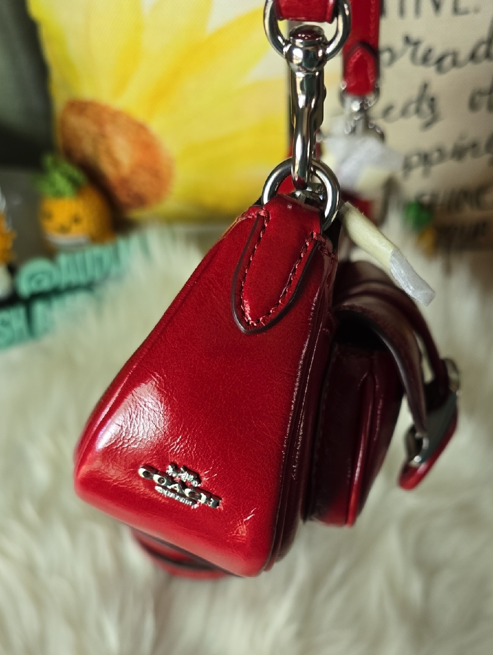 Coach NWT Ashton Mini Red Leather Buckle-Front Crossbody Bag Or Clutch So Cute - Picture 8 of 16